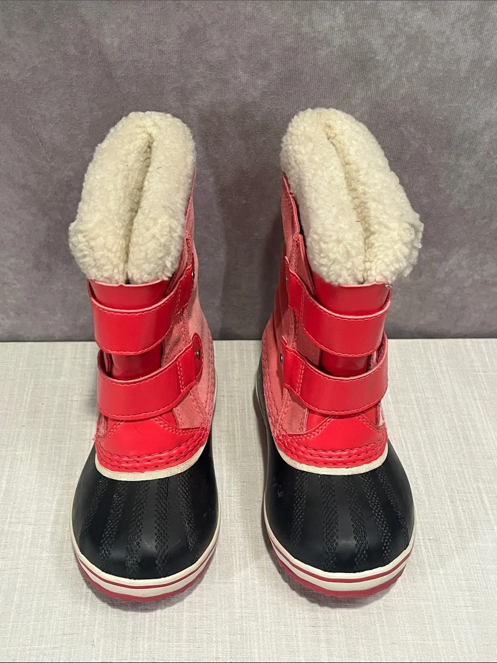 Sorel 1964 Pac Strap Boot Pink Kids Winter Boots with Faux Fur size 10